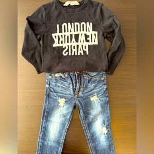 2T Hudson Jeans with H&M sweater.